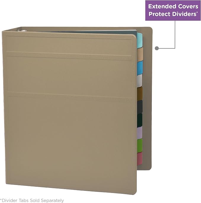 Carstens 3-Inch Heavy Duty 3-Ring Binder - Side Opening, Sand, Durable Plastic, Precision No-Gap Rings, Waterproof Cover, No Pockets, Holds 400 US Letter Sheets, BPA-Free, Made in USA (1713-3R)