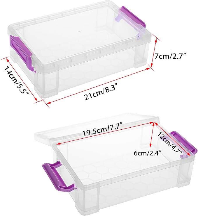 BTSKY 4 Pack Extra Large Plastic Pencil Box Stackable, Translucent, Purple | Clear Pencil Caase Crayon Box Set Marker Organizer Art Supply Storage Organizer for Gel Pens Pencils Erasers Tape Markers etc