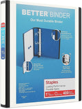 Staples Heavy-Duty 1.5-Inch D-Ring Binder with Pockets & Spine Label | Large-capacity 3-ring binder for school and office document storage.