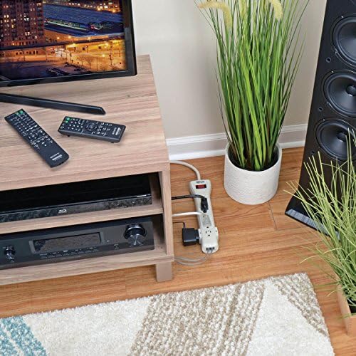 Tripp Lite 7 Outlet Surge Protector Power Strip, 7ft, Right-Angle Plug, Fax/Modem Protection, RJ11, $75,000 Insurance (SUPER7TEL), Gray, 10.3" x 2.8" x 1.5"