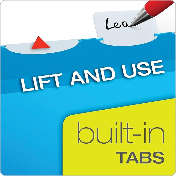 Pendaflex Ready-Tab Reinforced Hanging Folders, Letter Size, Assorted Colors, 5 Tab, 25/BX (42592)