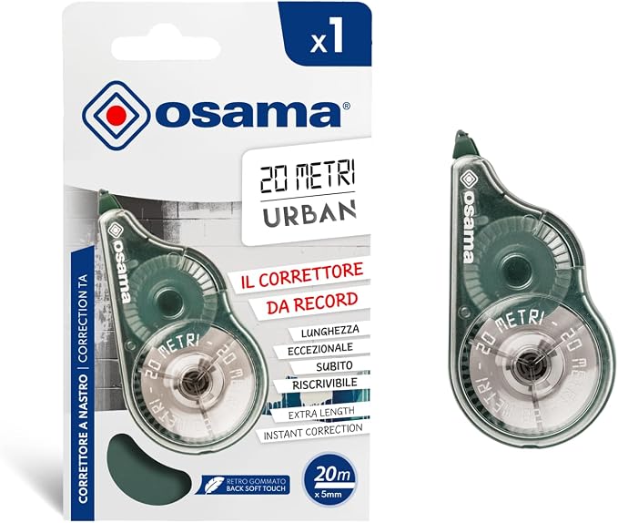 Osama Correction Roller, 1 Piece, 20 m, Correction Tape, Ideal for School, Office and University, Correction Mouse, Useful Set for Writing and School Supplies, Sliding and Covering, Long Lasting