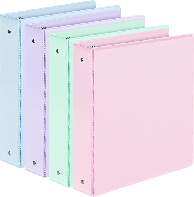 4 Pack 3 Ring Binders 1.5 Inch, Sooez Three Round Ring Binder with Pockets | Extra Durable, Eco-Friendly, PVC-Free, Reinforced Hinge, 1300-Sheet Capacity, Interior Pockets, Customizable, School, Office