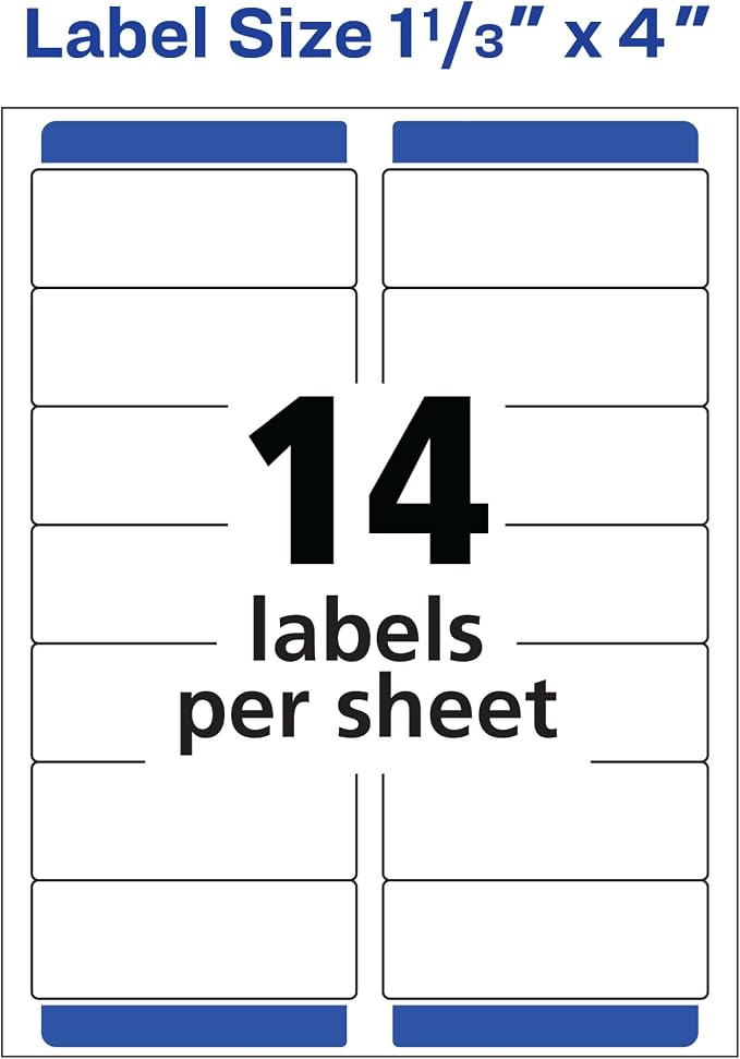 Avery® Easy Peel Printable Address Labels with Sure Feed®, 1-1/3" x 4", White, 1,400 Blank Mailing Labels for Laser Printers (5162)