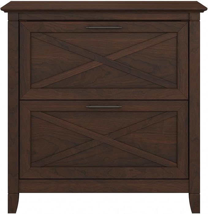 Bush Home Key West 2 Drawer Lateral File Cabinet in Bing Cherry, Document Storage for Home Office, Accent Chest with Drawers