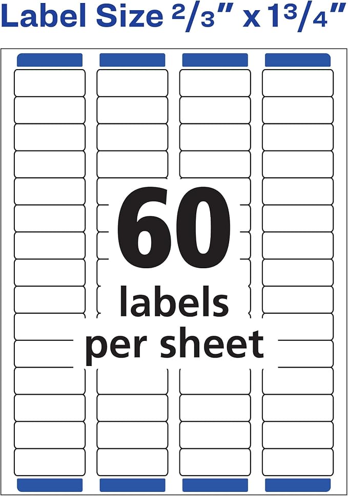Avery Return Address Labels, Laser Printers, 1,500 Labels, 2/3 x 1-3/4, Permanent Adhesive, 5 Packs (5195)