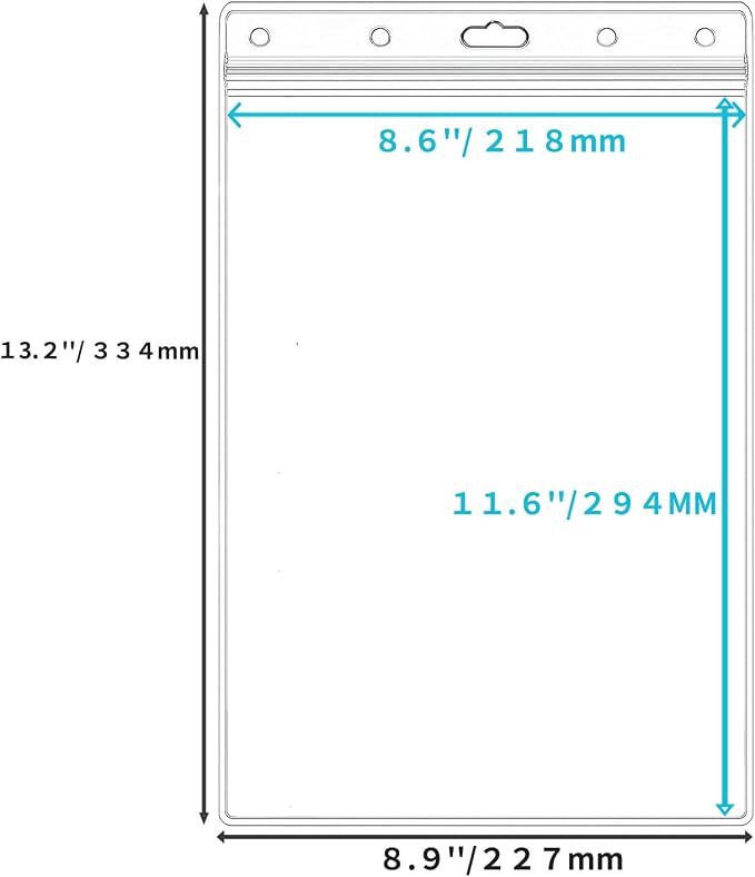 5 Pack Job Ticket Holders 8 1/2" x 11" Waterproof Zip Page Protectors Heavy Duty Dry Erase Document Storage Shop Ticket Holders (Vertical)