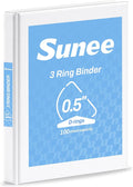 SUNEE 3 Ring Binder, 1/2 Inch D Ring, Clear View PVC-Free (Fit 8.5x11 Inches), White, 1 Pack