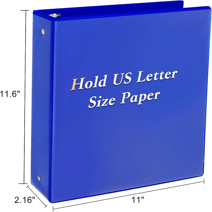 CIXILDTS 1.5-inch Round Ring Binder, Durable 1-1/2" 3 Ring Binder Fit Letter Size Paper, Blue, 6-Pack