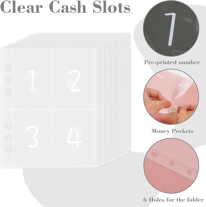 2 Pack 100 Envelopes Money Saving Challenge, Cash Budget Planner A5 Binder | Savings Challenges Book Organizer Folder with 3 Tracker to Save $5,050 $2,600 $300, 100 Pre-numbered Pockets, Black & Red
