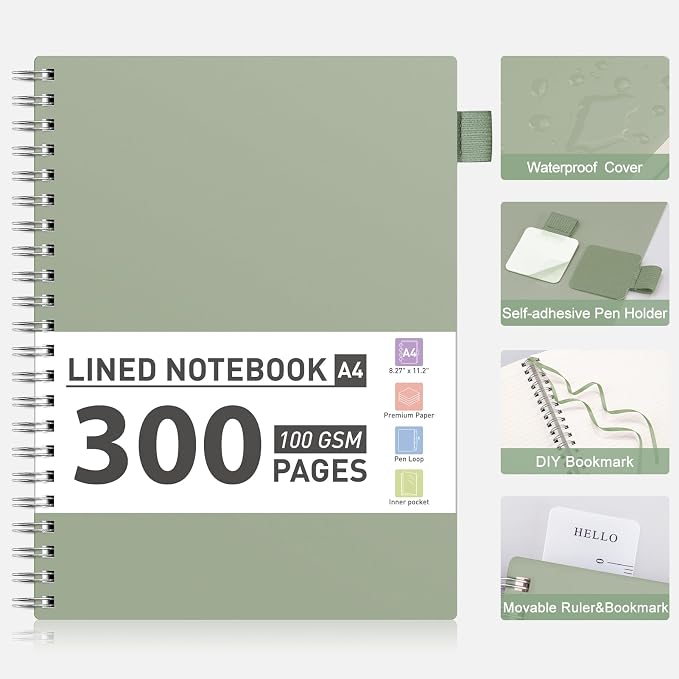 AHGXG Lined Journal Notebook, 300 Pages, A4 (8.5" x 11")