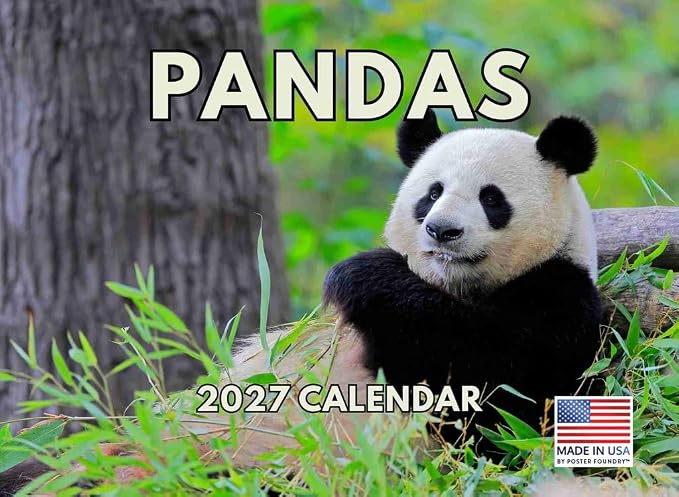 Panda Calendar 2027 Monthly Wall Calender 12 Month