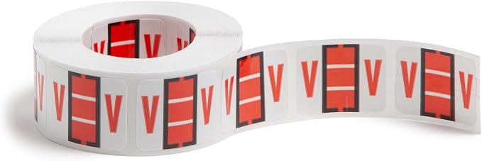 Smead BCCR Bar-Style Color-Coded Alphabetic Label, V, Label Roll, Dark Orange, 500 Labels per Roll, (67092)