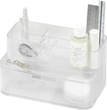 BLUE GINKGO Compact Desk Organizer, Transperent, Made in Korea | 5 Compartments. Half Drawer. Space-Saving.