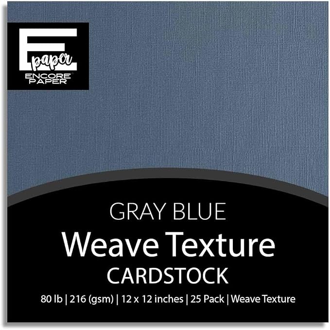 Gray Blue—12x12 Textured Cardstock | 80lb Textured Blue Scrapbook Paper | Premium Cardstock for Cricut Cutting | 25 Sheets