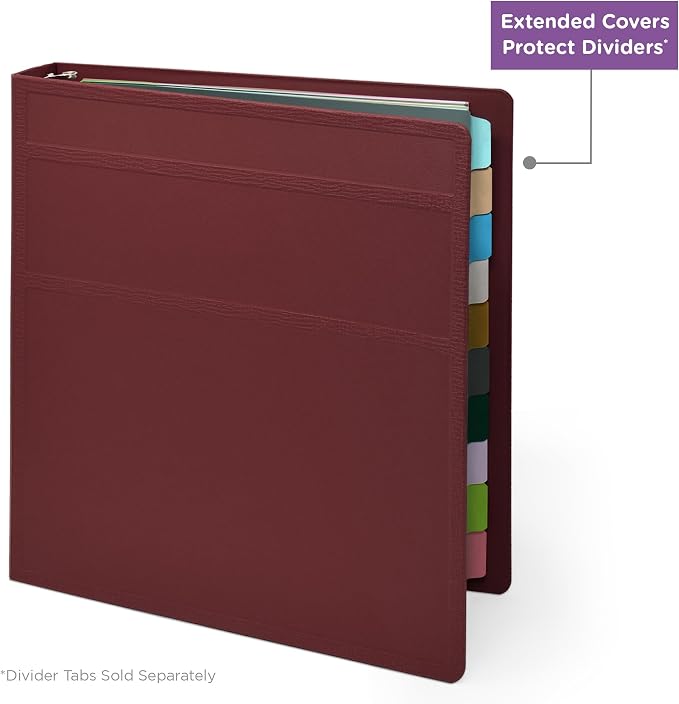 Carstens 1.5-Inch Heavy Duty 3-Ring Binder - Side Opening, Wine, Durable Plastic, No-Gap Rings, Waterproof Cover, No Pockets, Holds 250 US Letter Sheets, BPA-Free, Made in USA (2021-3R), Case of 20