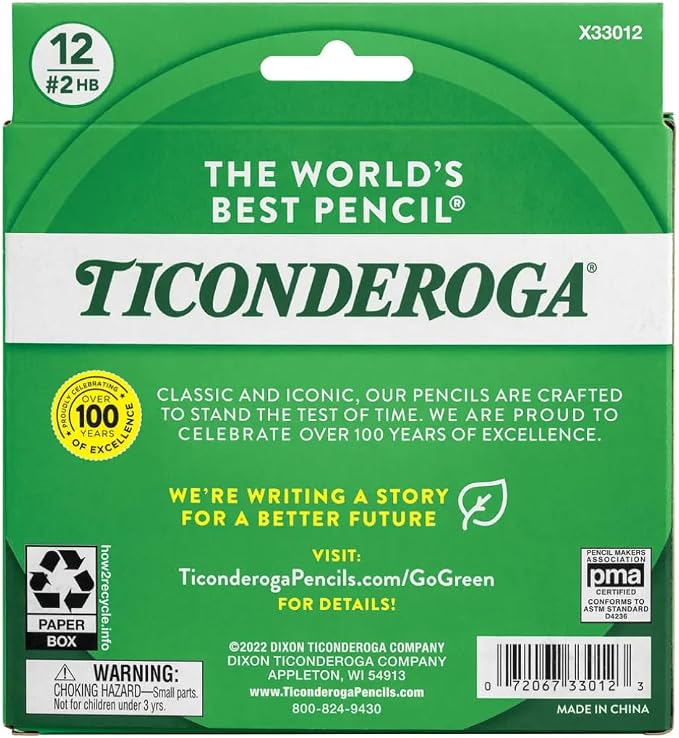 Ticonderoga My First Half-Size Wooden Pencils, 12 Pencils/Pack, 6 Packs | Large Triangle-Barrel Pre-Sharpened #2 (HB) Short 4.5" Yellow Pencils with Erasers, X33012