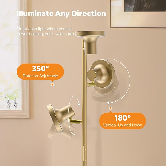 36W LED Tree Floor Lamp, Modern Dimmable Standing Lamp with Remote & Touch Control, 4 Color Temperatures, 3 Rotatable LED Light Floor Lamps for Living Room, Bedroom, Office