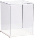 Rolife Acrylic Display Case for Miniature House and Collectibles, Clear Dust Cover Showcase with Door, Stackable Storage Box with White Base for Book Nook(9.1x9.1x11.5in)