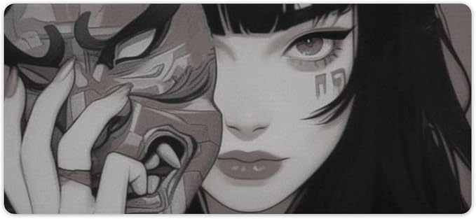 Large Mouse Pad Gaming Mousepad Female Samurai Anime Girl Cool Retro Japanese Desk Mat Big Mousepad Extended Keyboard Computer Pad Office Desk Organizers and Accessories 40x90cm, Style