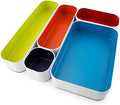 Three by Three Seattle Metal Drawer Organizer Tray Set, 5-Pc, 2" (Assorted) | Deep 2" food-safe metal bins; soft non-scratch base; perfect for kitchen utensils, tools & bulkier drawer items