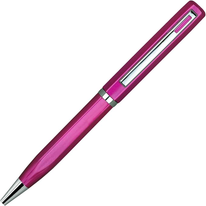 Lanier Licia Ballpoint Pen - Shiny Chrome Ring & Parts with Medium Tip 0.7mm Cross Style Refill (with Accents - White or Black or Pink or Purple)