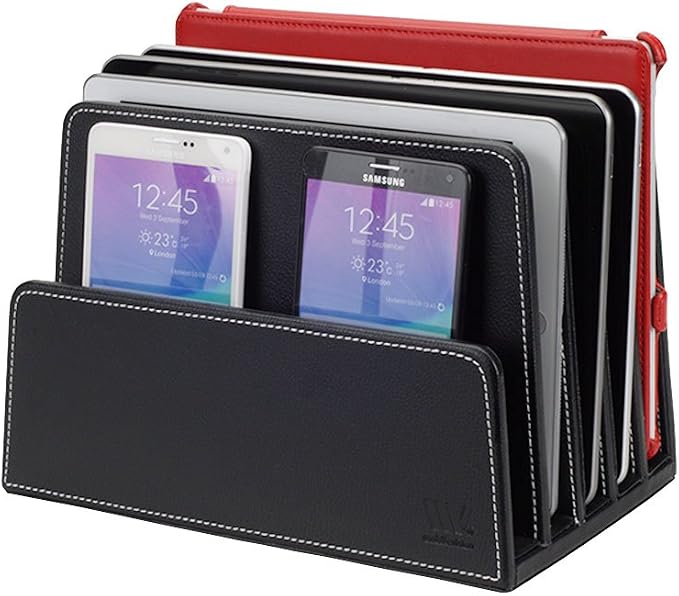 MobileVision Executive Black Desktop File Folder Organizer and Paper Tray, 5 Slot Dividers