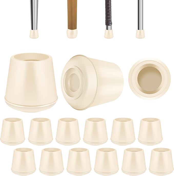 1-1/2" Round Rubber Chair Leg Tips Caps, Chair Leg Floor Protectors, Non-Slip Chair Leg Caps, Stool Leg Protectors Cap, Folding Metal Chair Leg Tip Replacement (White, 4 Pack)