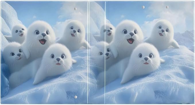 White Seal Lion Nautical 3 Ring Binder with 2 Interior Pockets 1.5 inch Binders 3 Ring Heavy Duty Fit 8.5" x 11" Letter Size for Office School, 2 Pack
