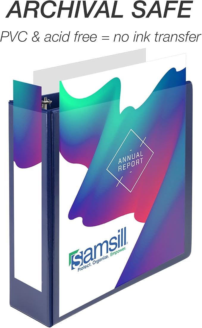 Samsill Durable 3 inch 3 Ring Binder, D Ring Binder, 100% Recycled Chipboard, Blue