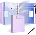 Leathario 1 Inch 3 Ring Binder with Clipboard Storage Vegan Leather | Includes 10 Clear Divider Pockets, 4 Envelope Pockets, 1 Pen Bag and 1 Pen, Suitable for A4/8.5x11 Paper, for Students Work