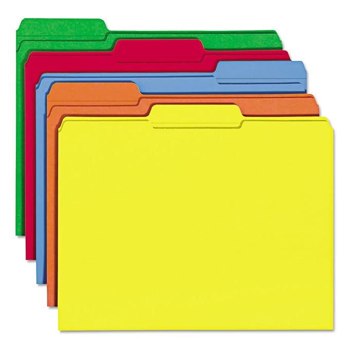 Smead File Folders Letter Sized, 1/3-Cut Tab, Assorted Positions, Letter Size, Assorted Primary Colors, 100 Per Box (11943)