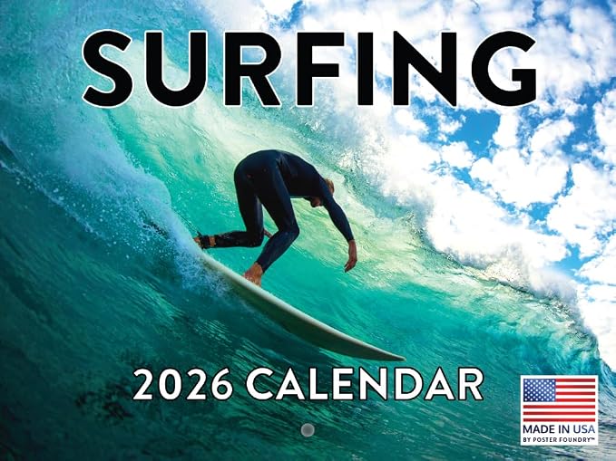 Surfing Calendar 2026 Surf Monthly Wall Calender 12 Month | American Made In The USA