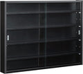 HOMCOM 5-Tier Display Cabinet, Glass Door Cabinet with Adjustable Shelves, Wall-Mounted Display Case for Playroom, Bedroom, Black