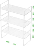 SOFRON Expandable Cabinet Storage Shelf Stackable Organizer Rack for Kitchen Bathroom Pantry Spice Cupboard Coffee Countertop Home Office Desk Heavy Duty Nonslip White Large 3 Packs