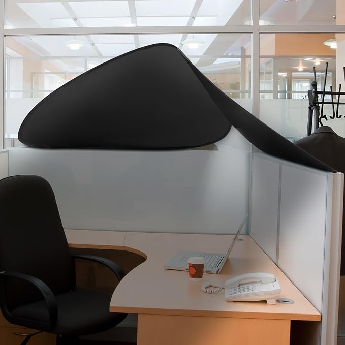 Foldable Office Cubicle and Desk Shade, Portable 27.5 Inch Cubicle Shade Canopy for Light Sensitive Workers, Block Light and Airflow, for Working Partitions Corner Privacy Accessories(Black)