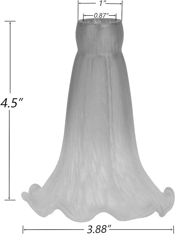 Bieye LS10S Lily Flower Blown Glass Lampshade (White, Opening I.D. 0.87" x O.D. 1")