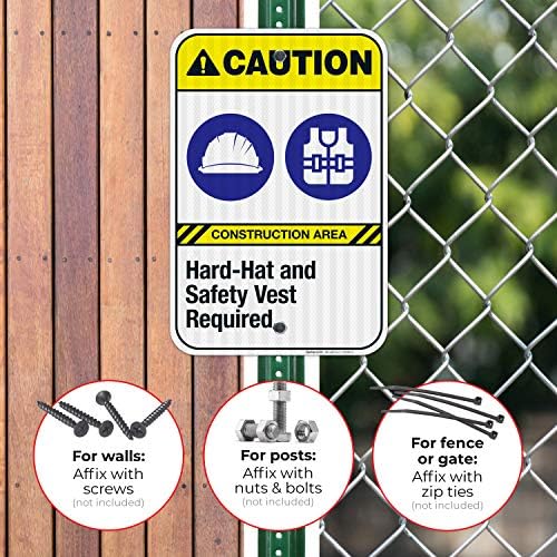 Hard-Hat and Safety Vest Required Sign, ANSI Caution Sign,