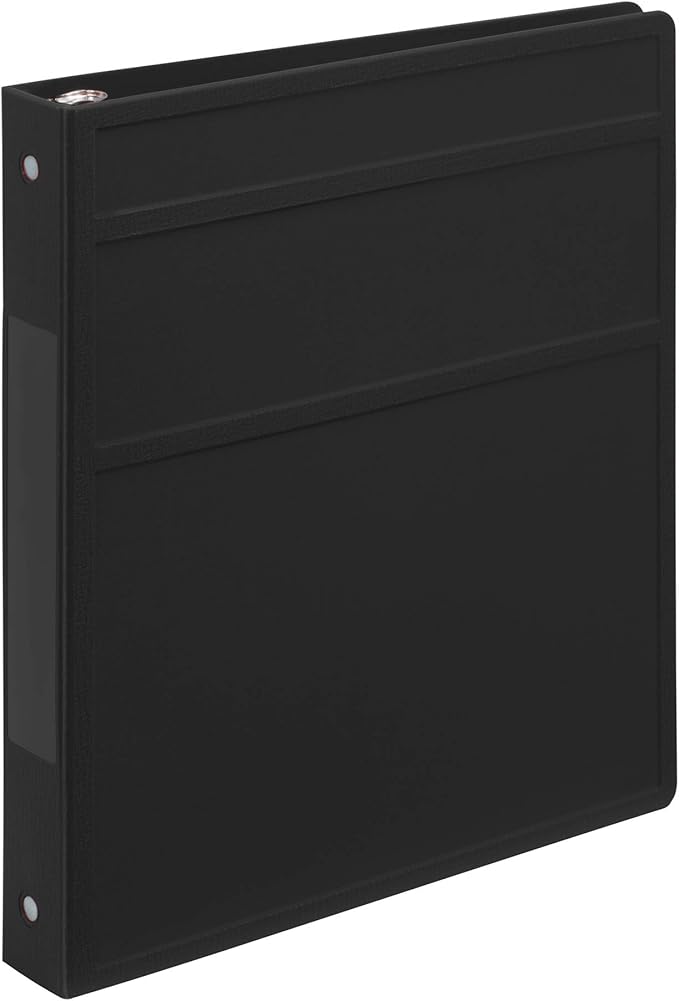 Carstens 1-Inch Heavy Duty 3-Ring Binder - Side Opening, Black, Durable Plastic, Precision No-Gap Rings, Waterproof Cover, No Pockets, Holds 125 US Letter Sheets, BPA-Free, Made in USA (8719-3R)