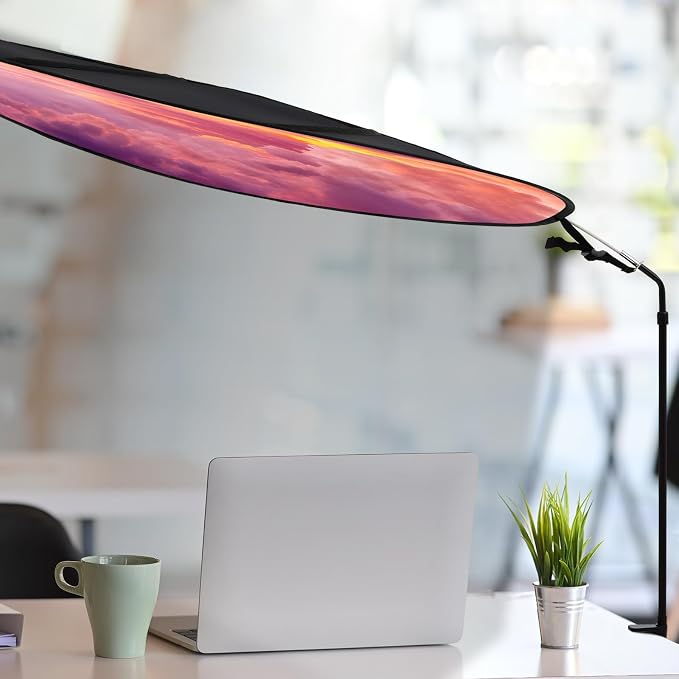 1 Pack Large Adjustable Office Cubicle and Desk Shade,51'' Portable Cubicle Light Shade with Clamp Foldable Rotatable Canopy Blocks Light or Disturbance for Working Accessories (Sunset)