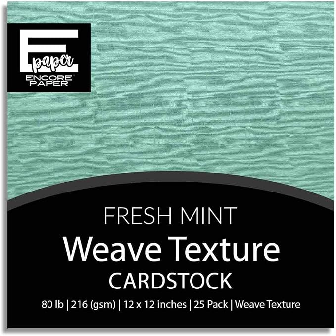 FRESH MINT—12x12 Textured Cardstock | 80lb Textured Green Scrapbook Paper | Premium Cardstock for Cricut Cutting | 25 Sheets