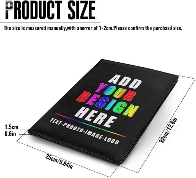 Dreaweet Personalize Portfolio Binder Leather Padfolio for Women Men Add Your Name/Logo/Image Into Portfolio Folder for Documents Resume,Letter/A4 Size Clipboard,Business Card Holders Organizer
