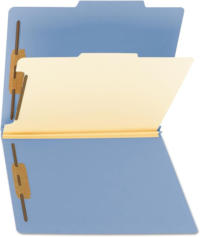 Smead Classification File Folder, 2" Expansion, 2/5-Cut Tab, Letter Size, 10 per Box (1 Divider, Blue)
