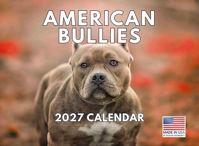 American Bully Dog Calendar 2027 Monthly Wall
