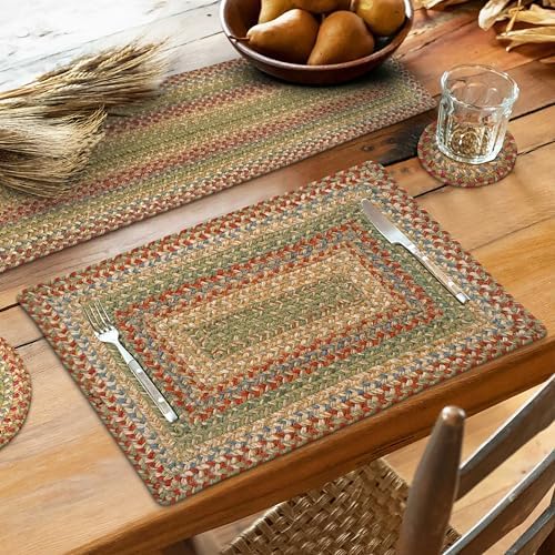 Homespice Azalea Jute Braided Placemats, Rect 13x19 Set of 4