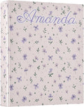 Custom Personalized Name Small Purple Flowers Bows 3 Ring Binder 1.5 Inch