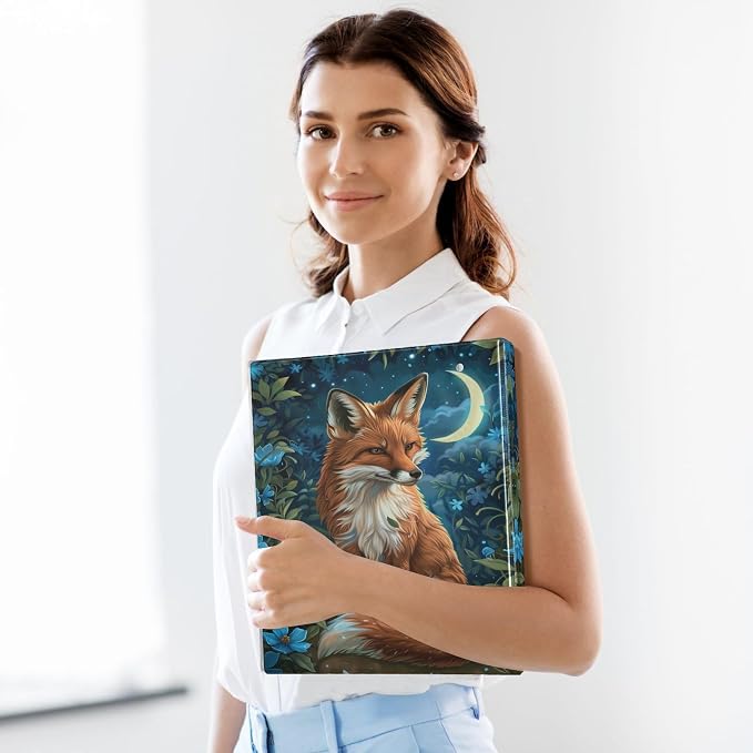 3 Ring Binder Watercolor Fox 1.5 Inch Three Ring Binder | Cute Binder with 3 Storage Pockets for Women School Office Supplies