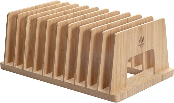 MobileVision Bamboo Desktop File Folder Organizer and Paper Tray, 10 Slots