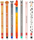 LEGAMI Fur-ever Friends + Farm Sweet Farm Set of 7 Erasable Gel Pens with Heat Sensitive Ink, Coloured Ink and Animal Theme Designs, 0.7mm Tip, Dogs and Farmyard Animals