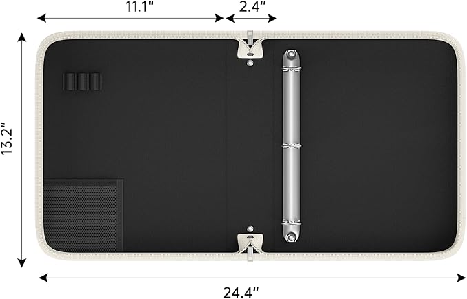 Fireproof 3 Ring Binder with Zipper, 1.5" D Rings Holds 375 Sheets | Fits Letter Size,Compatible with Clear Page Protectors,Built-in Net Pouch Pen Holder,Portable Safe Storage,1 Pack,White